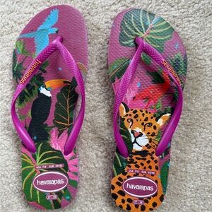 Havaianas Pink Jungle Print Flip Flops